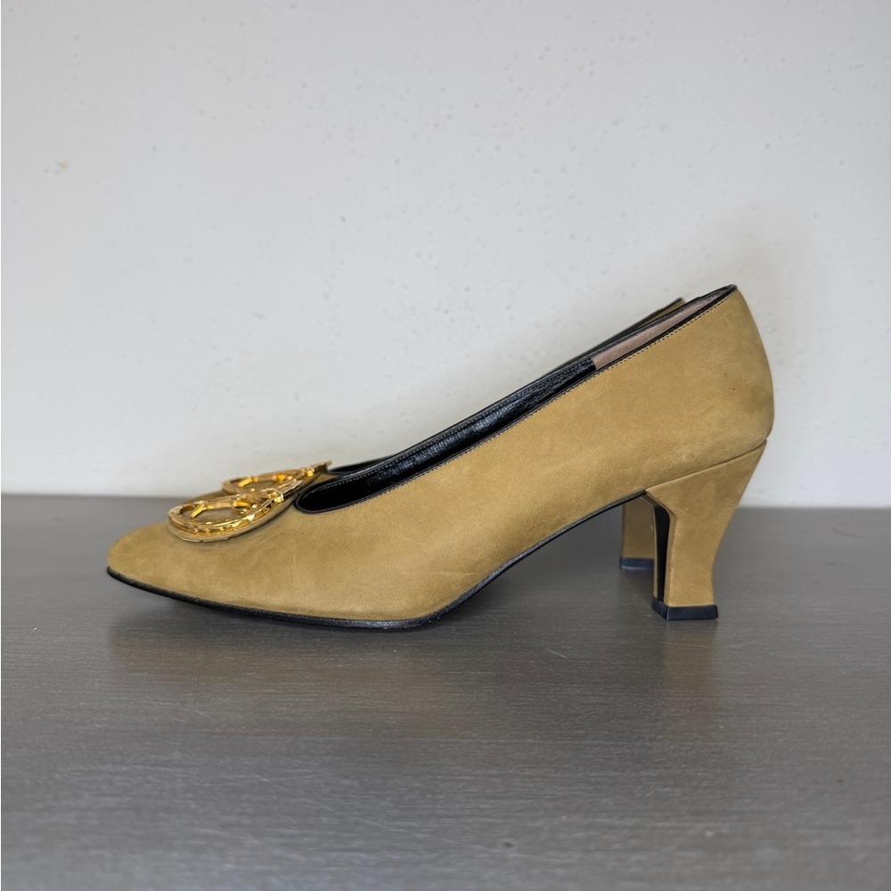 Karl Lagerfeld Vintage Slip On Suede Kitten Heels  Made  In France Size 7 2A - Picture 3 of 11